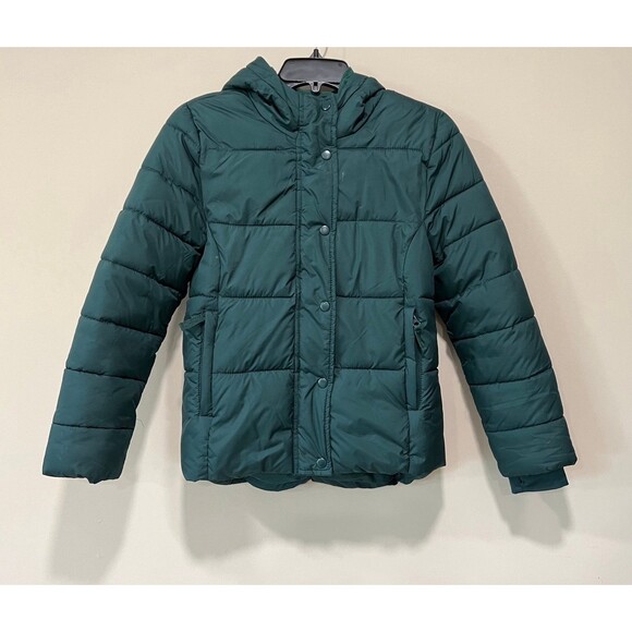 sz XL 12 - Girls Puffer Snow Jacket Winter Coat in Peacock Blue/Green - Picture 1 of 7